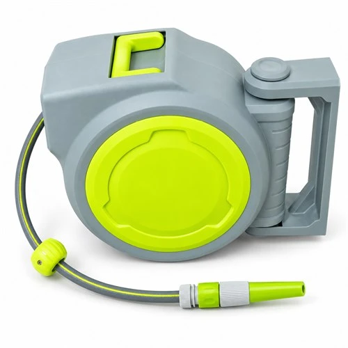 20+2m Wall Mounted Retractable Garden Hose Reel With Adjustable Nozzle
